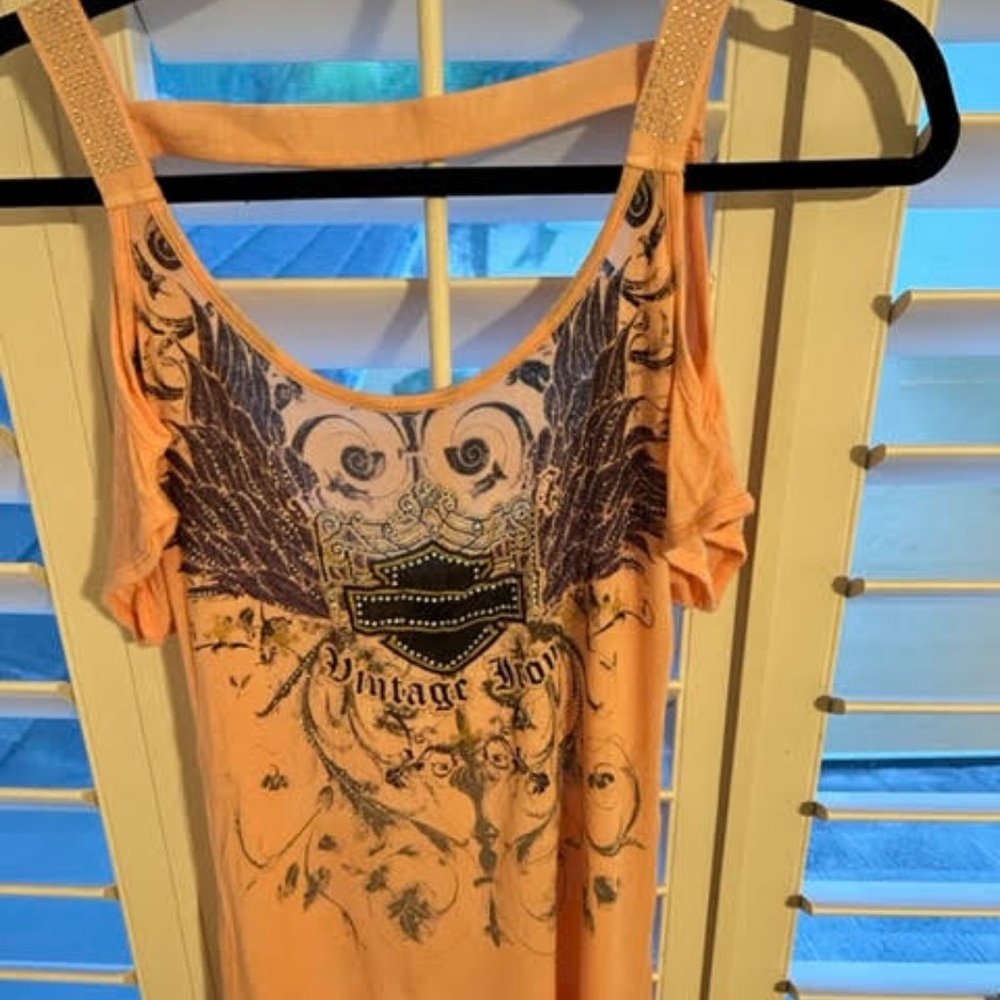 Harley Davidson Bling Cold Shoulder Top